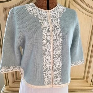 RARE VTG  BABY BLUE LAMBS WOOL & ANGORA RABBIT BEDJACKET! BRITISH CROWN COLONY